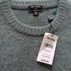 Todd Snyder Brushed Wool Crewneck sweater, Soft Spruce, Medium, NWT